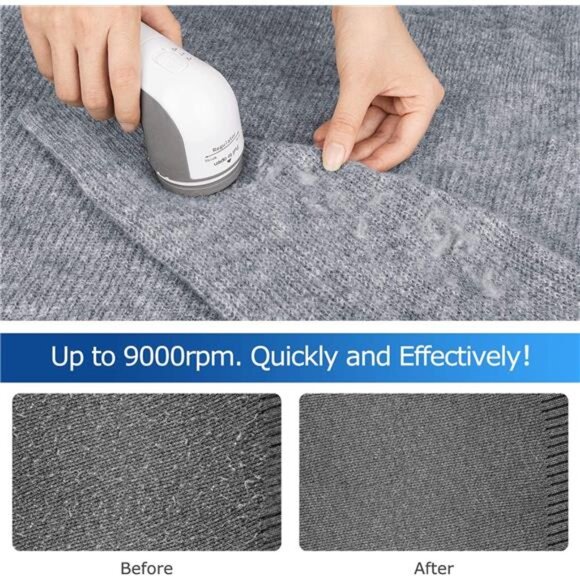 Fabric Shaver and Lint Remover, Sweater Defuzzer with 2-Speeds, 2 Replaceable - Picture 3 of 7